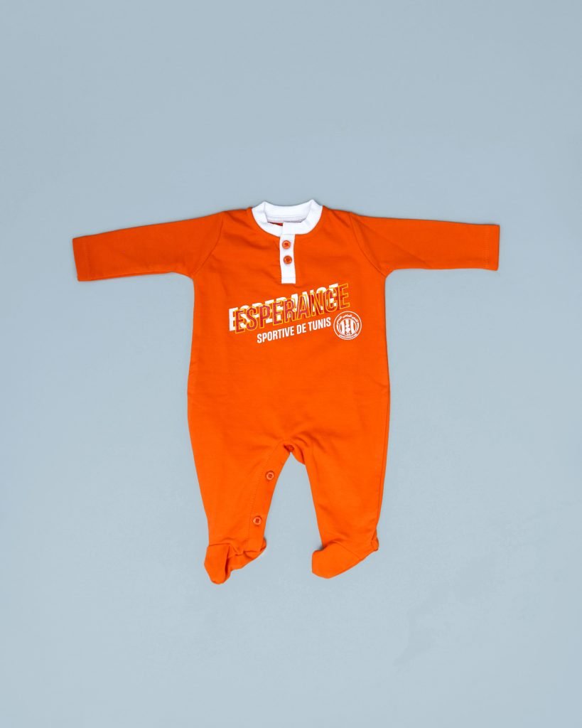Pyjama bébé Espérance 2025 orange – dors-bien demi-saison avec imprimé club