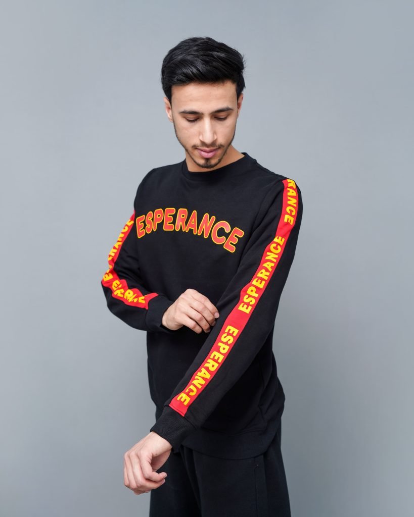 Sweatshirt Espérance Kappa Banda officiel – modèle noir ou gris avec bandes latérales rouges et jaunes