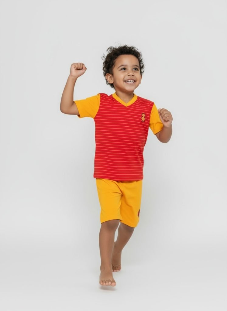 Ensemble enfant Espérance 2025 rouge et jaune avec short